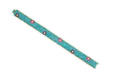 Lot 82 - A MID 20TH CENTURY TURQUOISE, RUBY AND DIAMOND...