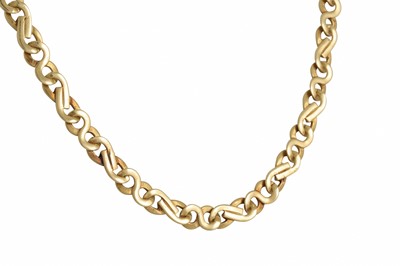 Lot 361 - AN 18CT GOLD FANCY LINK NECK CHAIN, 'S' shaped...