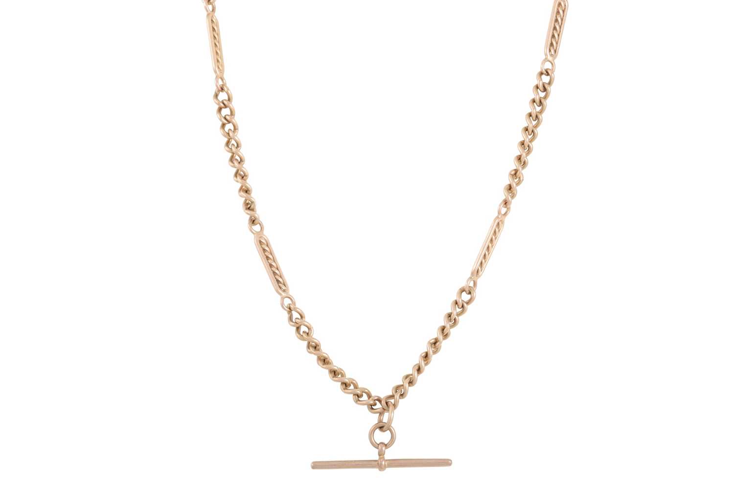 Lot 365 - AN ANTIQUE 9CT GOLD ALBERT NECKLACE, with...