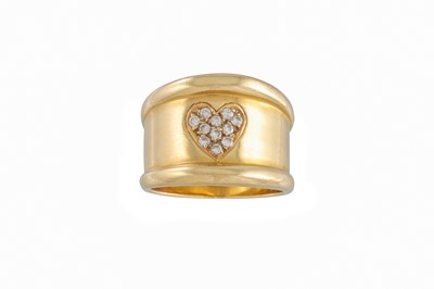 Lot 372 - AN 18CT GOLD RING, set with a pave diamond...