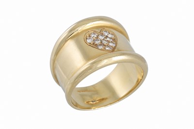 Lot 202 - AN 18CT GOLD RING, set with a pave diamond...
