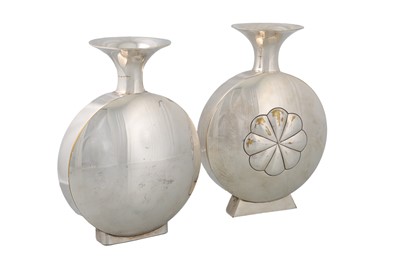 Lot 158 - TWO SILVER PLATED VASES, from the collection...