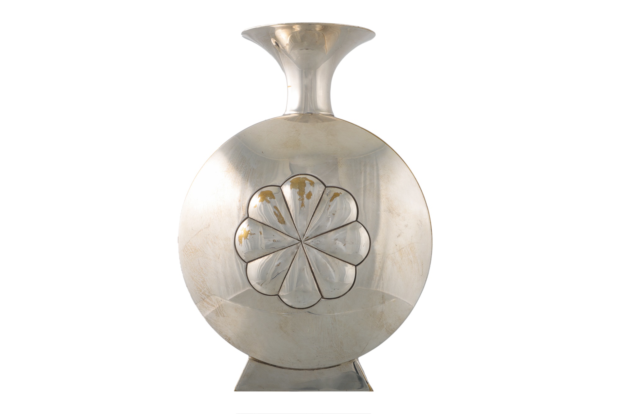 Lot 158 TWO SILVER PLATED VASES, from the collection