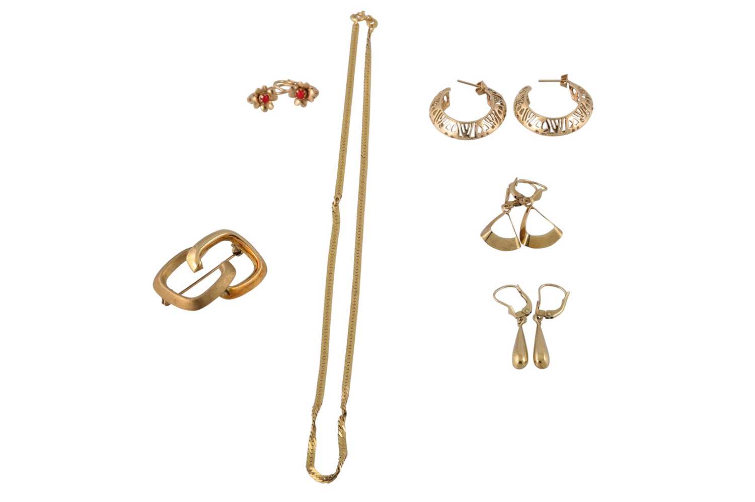 Lot 87 - A COLLECTION OF 14CT GOLD JEWELLERY, earrings,...