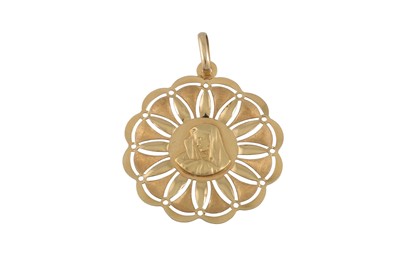 Lot 279 - AN 18CT GOLD PENDANT, religious medallion, 4g