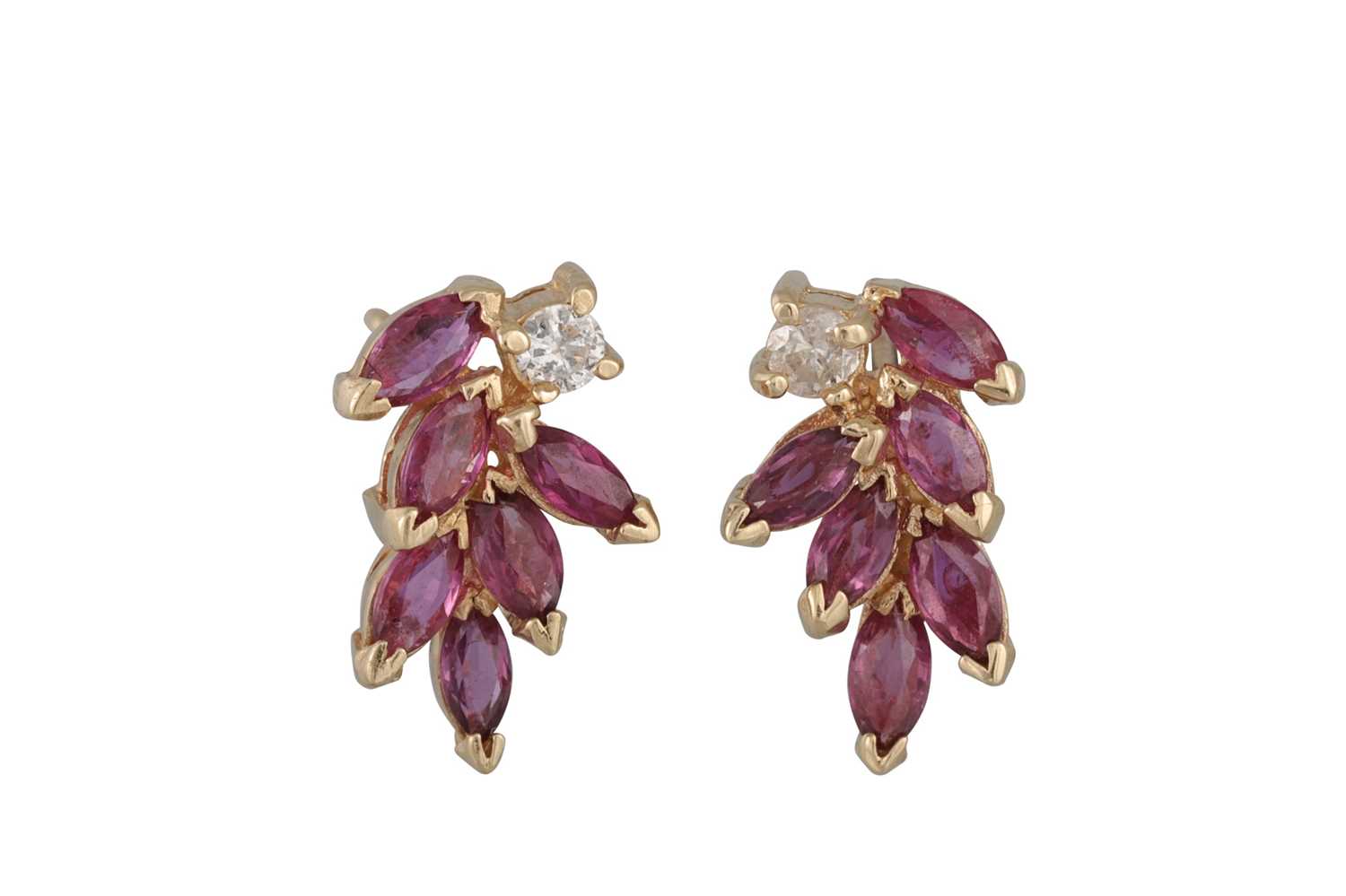 Lot 307 - A PAIR OF RUBY AND DIAMOND SPRAY EARRINGS,...