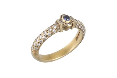 Lot 308 - A DIAMOND AND SAPPHIRE RING, mounted in 14ct...