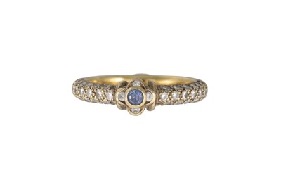 Lot 308 - A DIAMOND AND SAPPHIRE RING, mounted in 14ct...