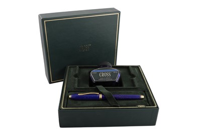 Lot 447 - A CROSS FOUNTAIN PEN, blue fleck barrel, 18ct...