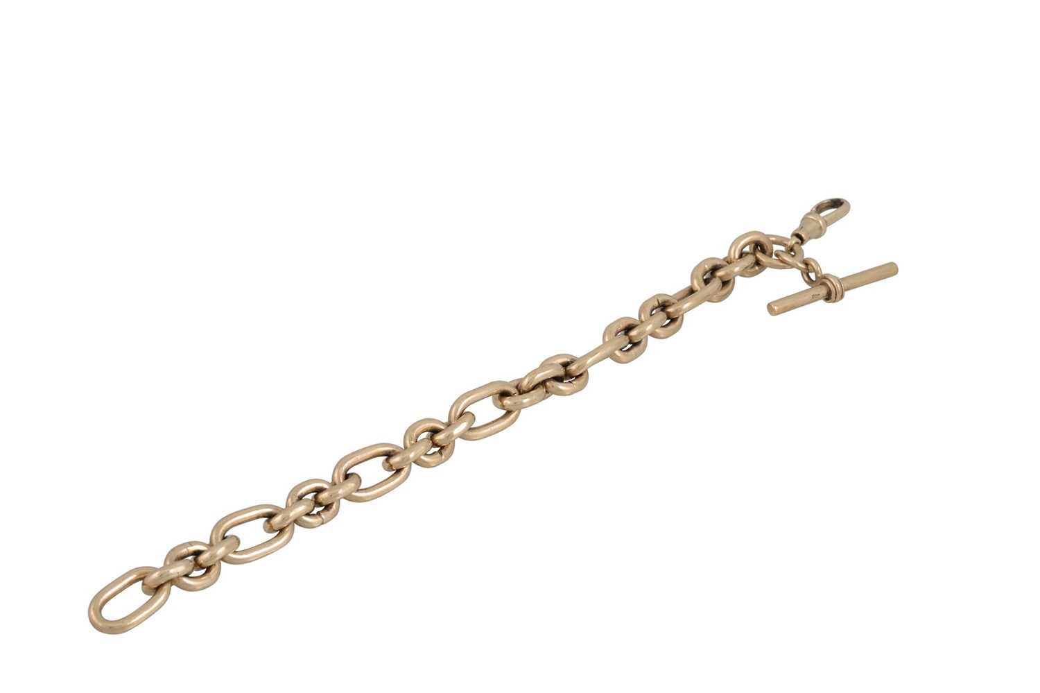 Lot 142 - A 9CT GOLD ALBERT BRACELET, with T - bar and...