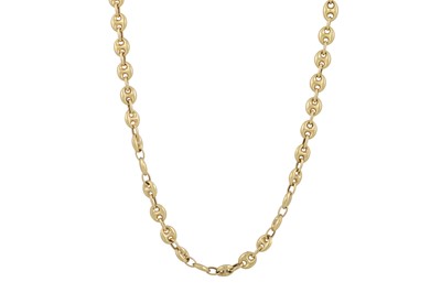 Lot 143 - AN 18CT YELLOW GOLD NECKLACE, marine link, 28",...
