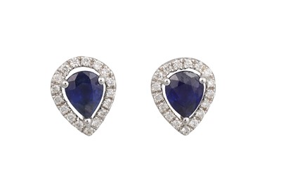 Lot 94 - A PAIR OF DIAMOND AND SAPPHIRE CLUSTER...