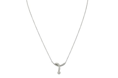 Lot 98 - A DIAMOND DROP PENDANT, suspended from an 18ct...