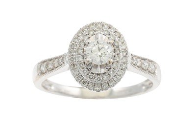 Lot 213 - A DIAMOND CLUSTER RING, mounted in 9ct white...