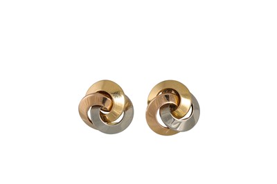 Lot 93 - A PAIR OF CARTIER TRINITY EAR STUDS, in...