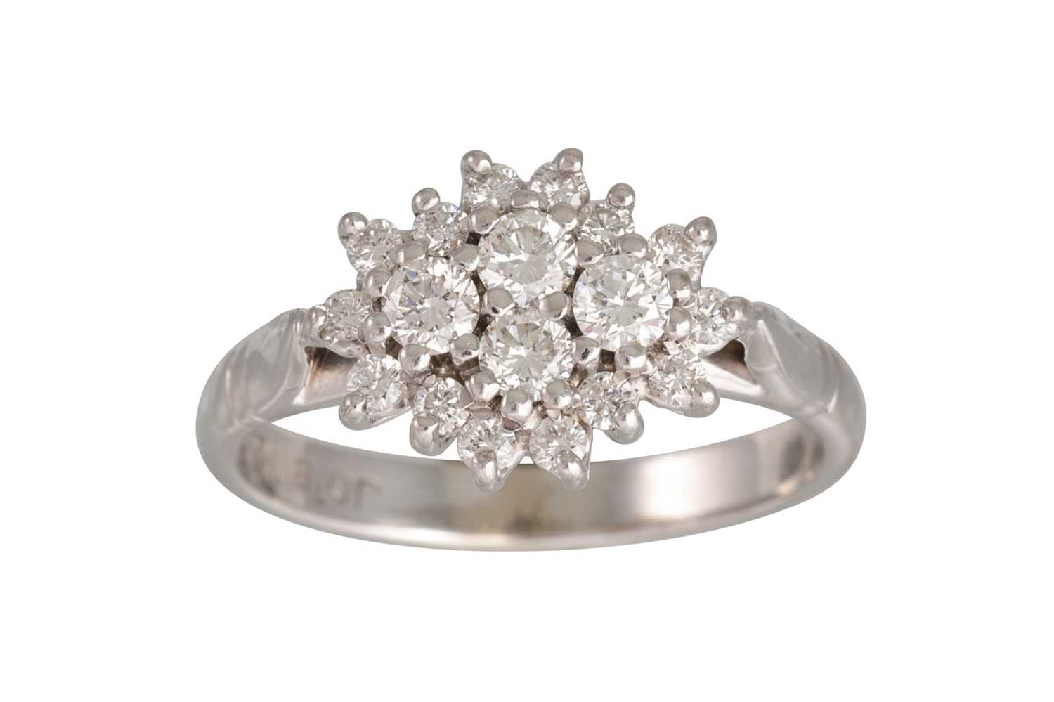 Lot 49 - A DIAMOND CLUSTER DRESS RING, mounted in 18ct...