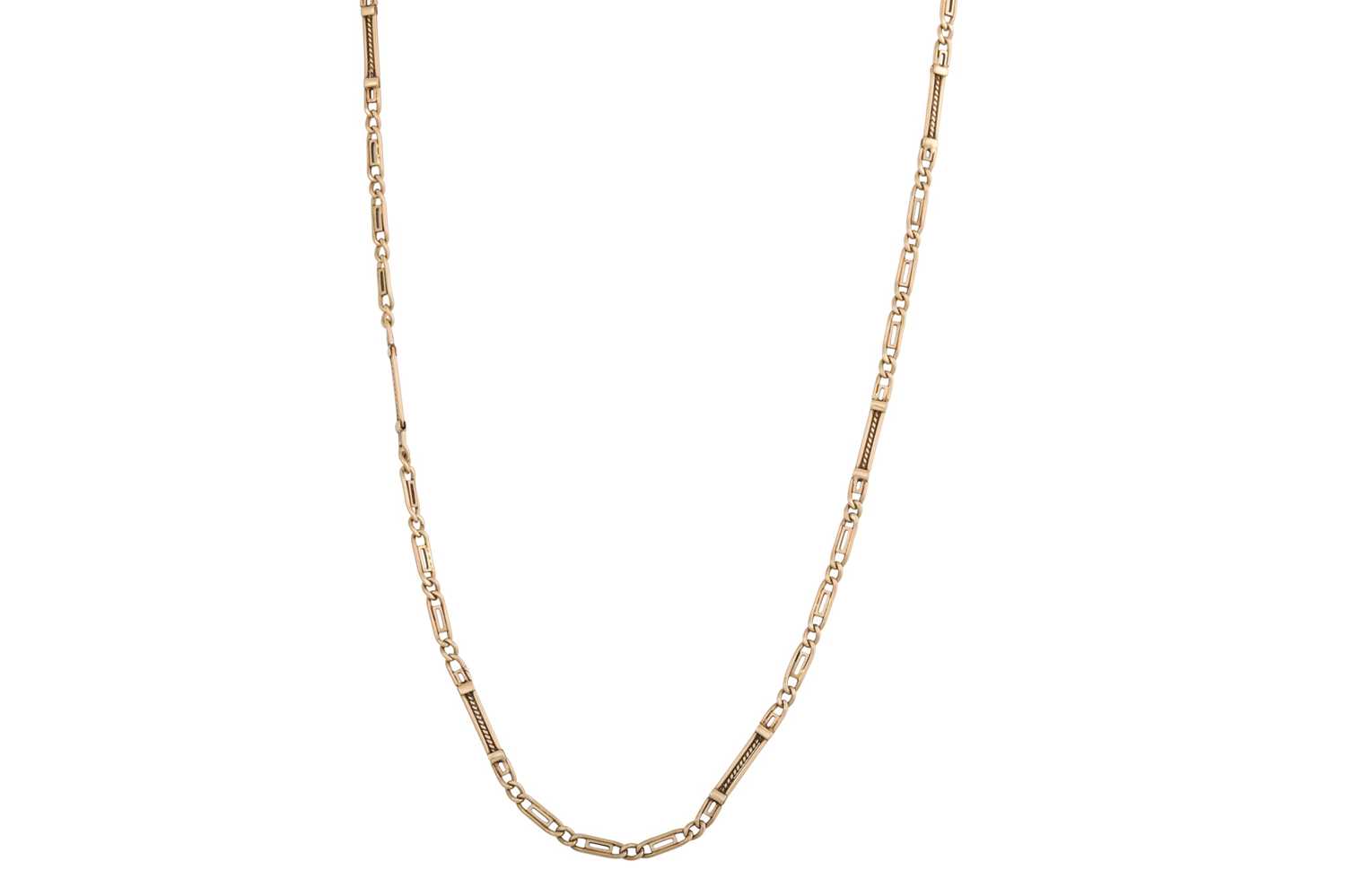 Lot 121 - A 9CT GOLD FANCY LINK NECK CHAIN, with lobster...