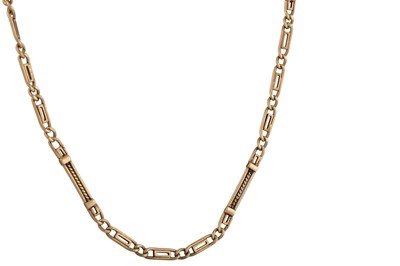 Lot 121 - A 9CT GOLD FANCY LINK NECK CHAIN, with lobster...
