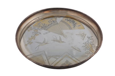 Lot 525 - A VICTORIAN CIRCULAR SILVER TRAY, with...