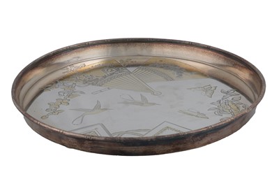 Lot 525 - A VICTORIAN CIRCULAR SILVER TRAY, with...