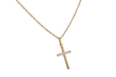 Lot 160 - AN 18CT GOLD CROSS, suspended from a 18ct gold...