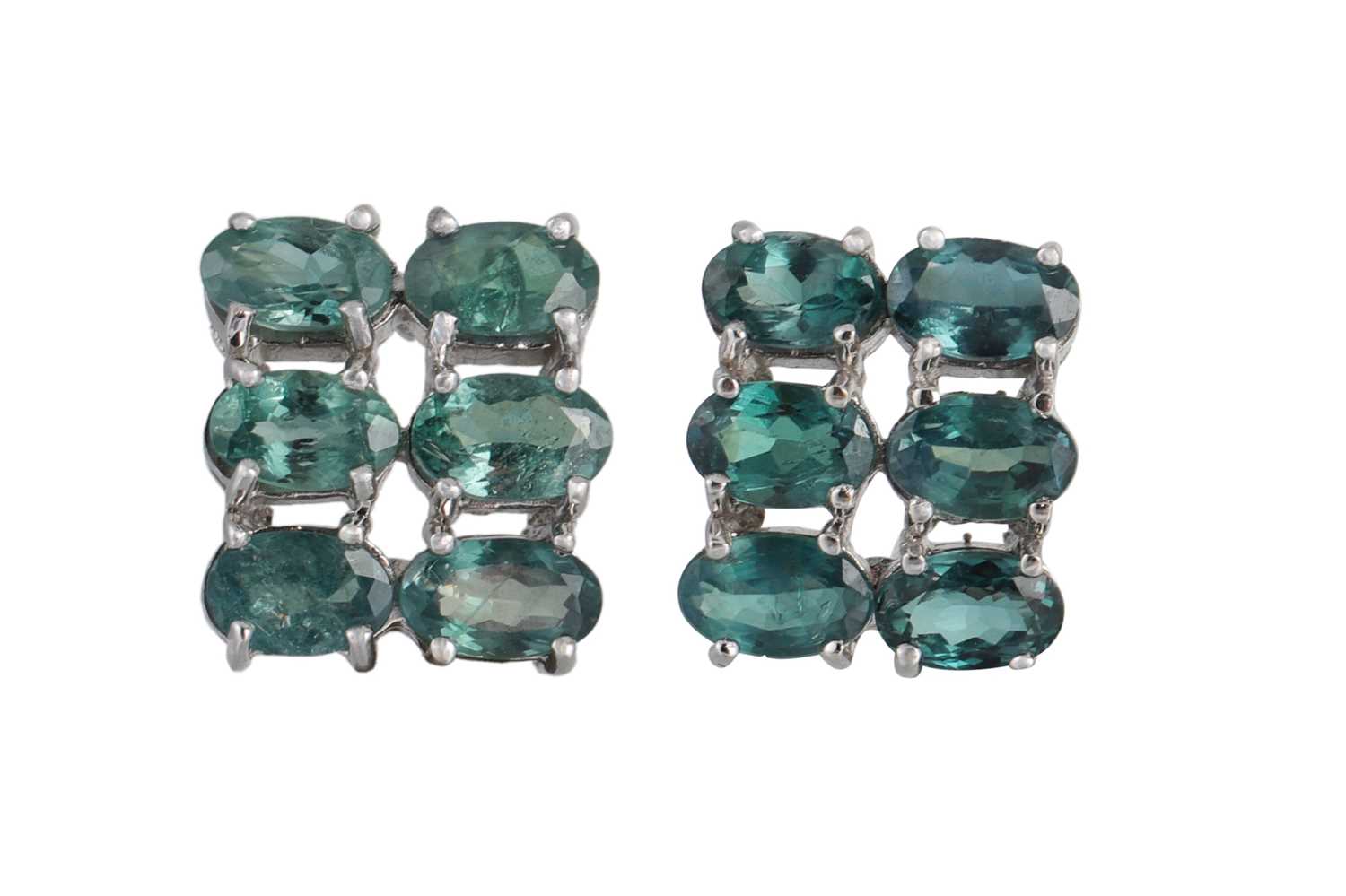 Lot 29 - A PAIR OF TOURMALINE EARRINGS, of square form,...