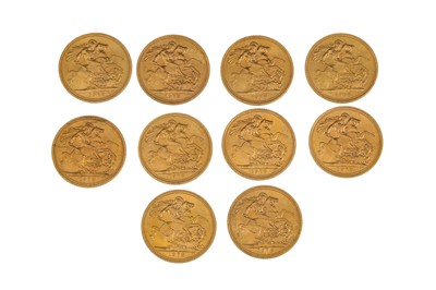 Lot 472 - 10 X 1978 FULL GOLD SOVEREIGN ENGLISH COINS,...