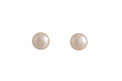 Lot 46 - A PAIR OF CULTURED PEARL EARRINGS, mounted in...