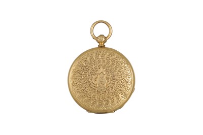 Lot 76 - AN ANTIQUE 18CT GOLD POCKET WATCH, white face,...