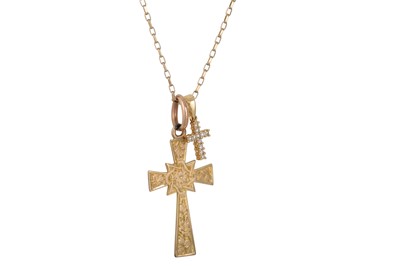 Lot 88 - AN ANTIQUE CROSS TOGETHER WITH ANOTHER DIAMOND...