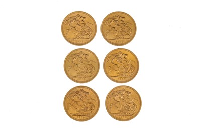 Lot 478 - 6 X 1978 FULL GOLD SOVEREIGN ENGLISH COINS,...