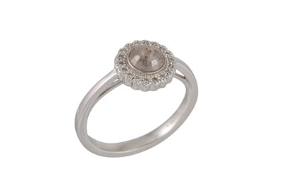 Lot 155 - A GREY DIAMOND CLUSTER RING, the rose cut grey...