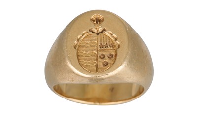 Lot 361 - AN ANTIQUE MAUBOUSSIN GOLD SIGNET RING, with...