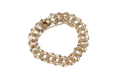 Lot 258 - A 14CT GOLD MESH WIRE WORK BRACELET, 15.1 g.