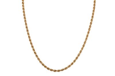 Lot 210 - AN 18CT GOLD ROPE CHAIN, clasp is 9ct, 10 g.