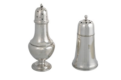 Lot 536 - A GEORGE V SILVER SUGAR SHAKER, of baluster...