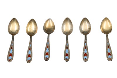 Lot 545 - A SET OF SIX MODERN RUSSIAN SILVER GILT AND...