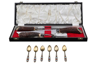 Lot 545 - A SET OF SIX MODERN RUSSIAN SILVER GILT AND...
