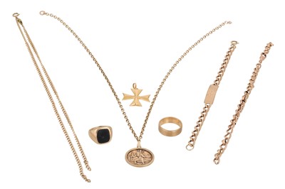 Lot 11 - A MISCELLANEOUS COLLECTION OF 9CT GOLD ITEMS,...