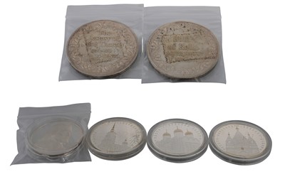 Lot 444 - A CASED PAIR OF LARGE SILVER MEDALS,...