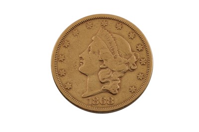 Lot 391 - AN 1868 AMERICAN DOUBLE EAGLE GOLD COIN, 20...