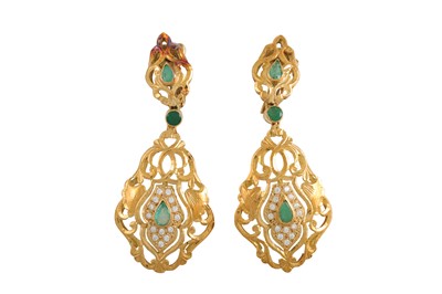 Lot 352 - A NORTH AFRICAN PAIR OF STONE SET DROP...