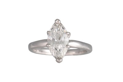Lot 321 - A DIAMOND SOLITAIRE RING, the marquise cut...