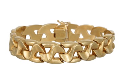 Lot 345 - AN ITALIAN 18CT FLEXIBLE GOLD BRACELET, flat...