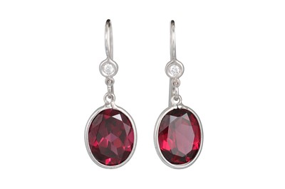 Lot 314 - A PAIR OF RUBY AND DIAMOND DROP EARRINGS,...