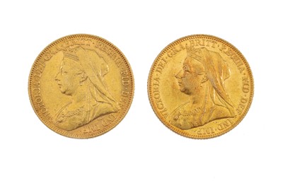 Lot 496 - TWO VICTORIAN GOLD SOVEREIGNS 1897 & 1899 16 g.