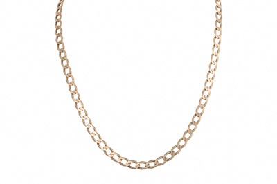 Lot 156 - A 9CT GOLD FLAT CURB LINK NECKLACE, with...