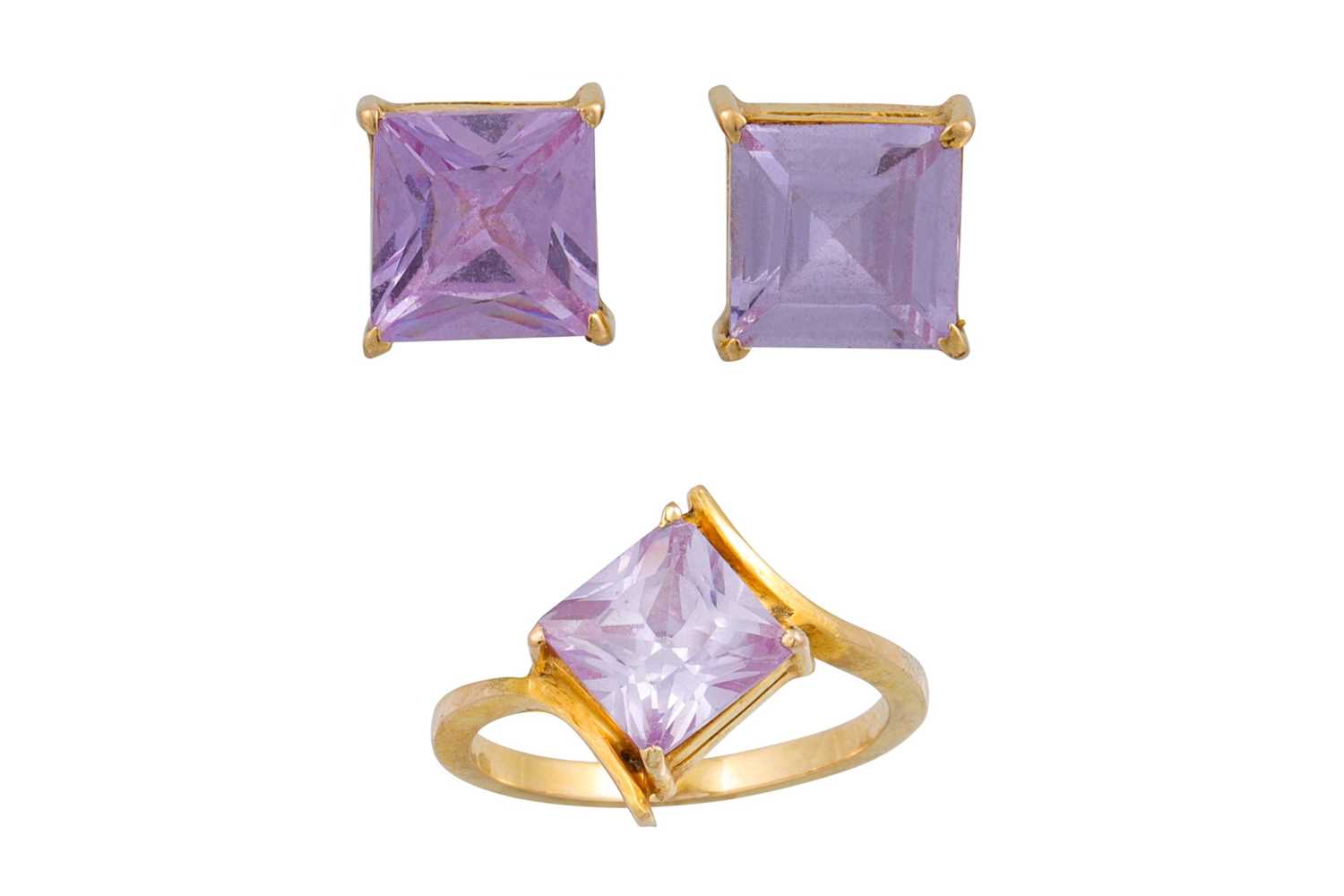 Lot 10 - A GEM SET RING, together with a pair of...