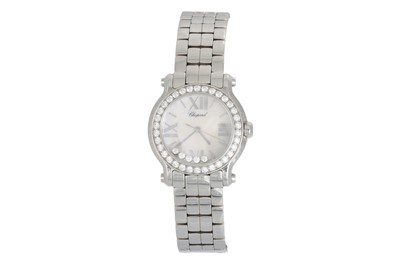 Lot 132 - A LADY'S STAINLESS STEEL CHOPARD 'HAPPY SPORT'...