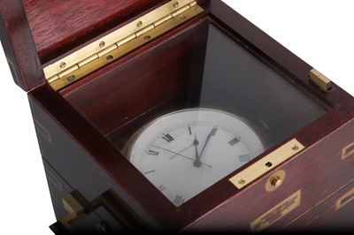 Lot 450 - A MODERN BRASS BOUND MAHOGNAY MARINE CLOCK, By...